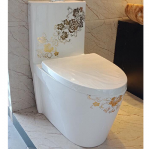 Bệt xí liền khối hoa văn vàng SURCERA SC1993
